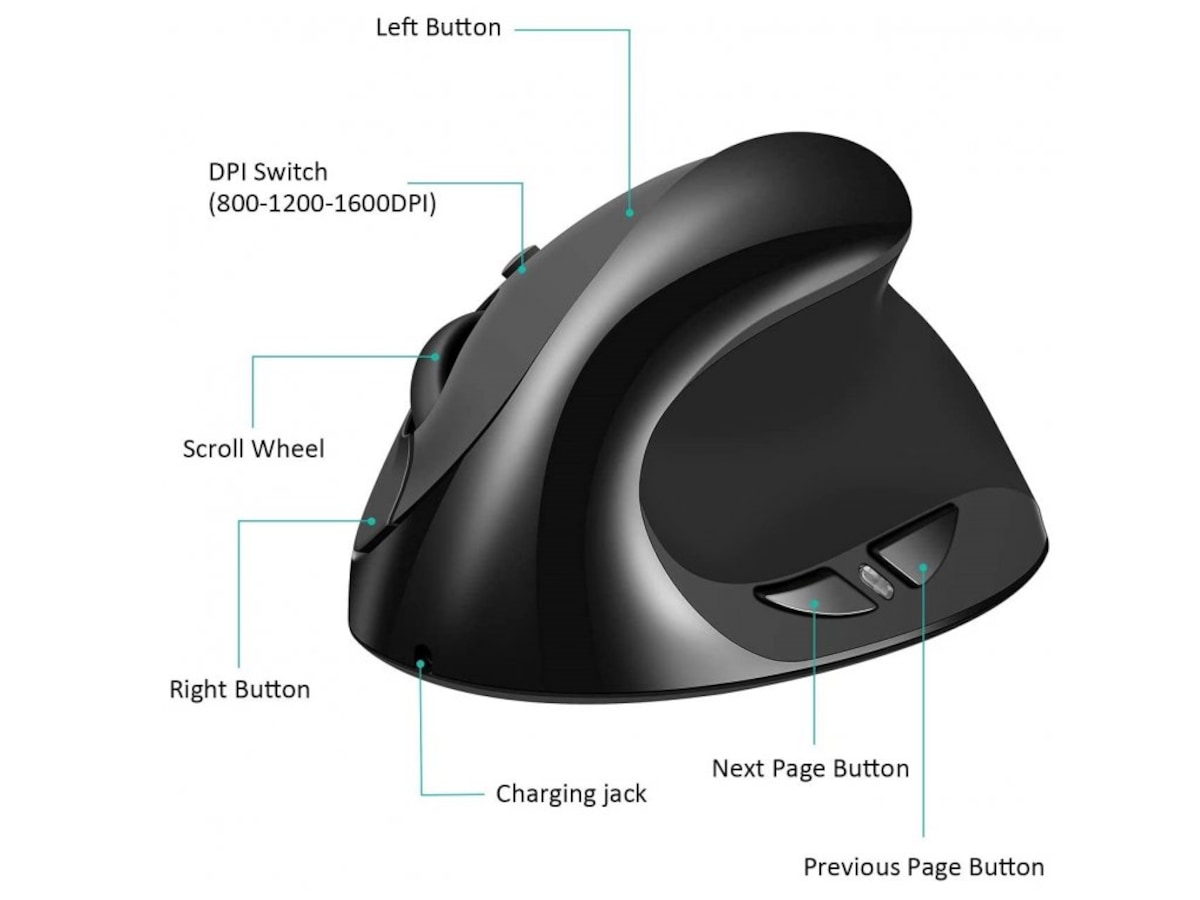 KENSON Vertical Mouse Comfi 2 trådløs mus (sort) Ergonomiske