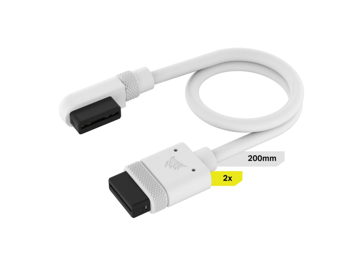 Corsair iCUE Link Kabel 2x 200mm /m Slim 90° (hvidt) Tilbehør