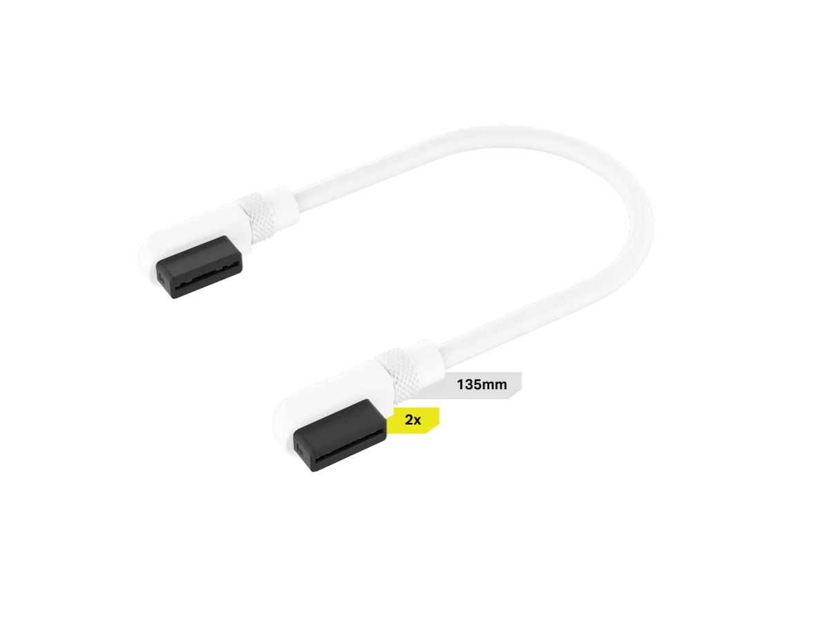 Corsair iCUE Link Kabel 2x 135mm /m Slim 90° (hvidt) Tilbehør