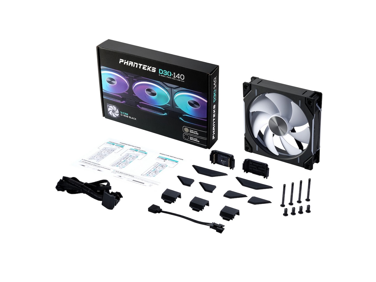 Phanteks D30 140mm PWM DRGB Regular Ventilator (sort) Blæsere