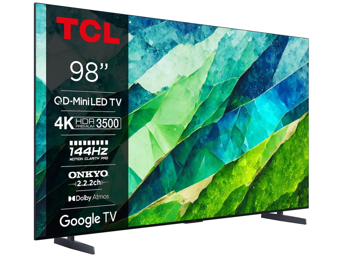 TCL 98" 98C855 QLED Pro 4K Google TV 144Hz Over 80 tommer TV