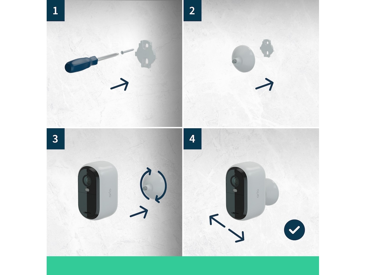 Arlo Essential 2 XL 2K Outdoor overvåkningskamera (hvit) 2pk Overvågningskameraer