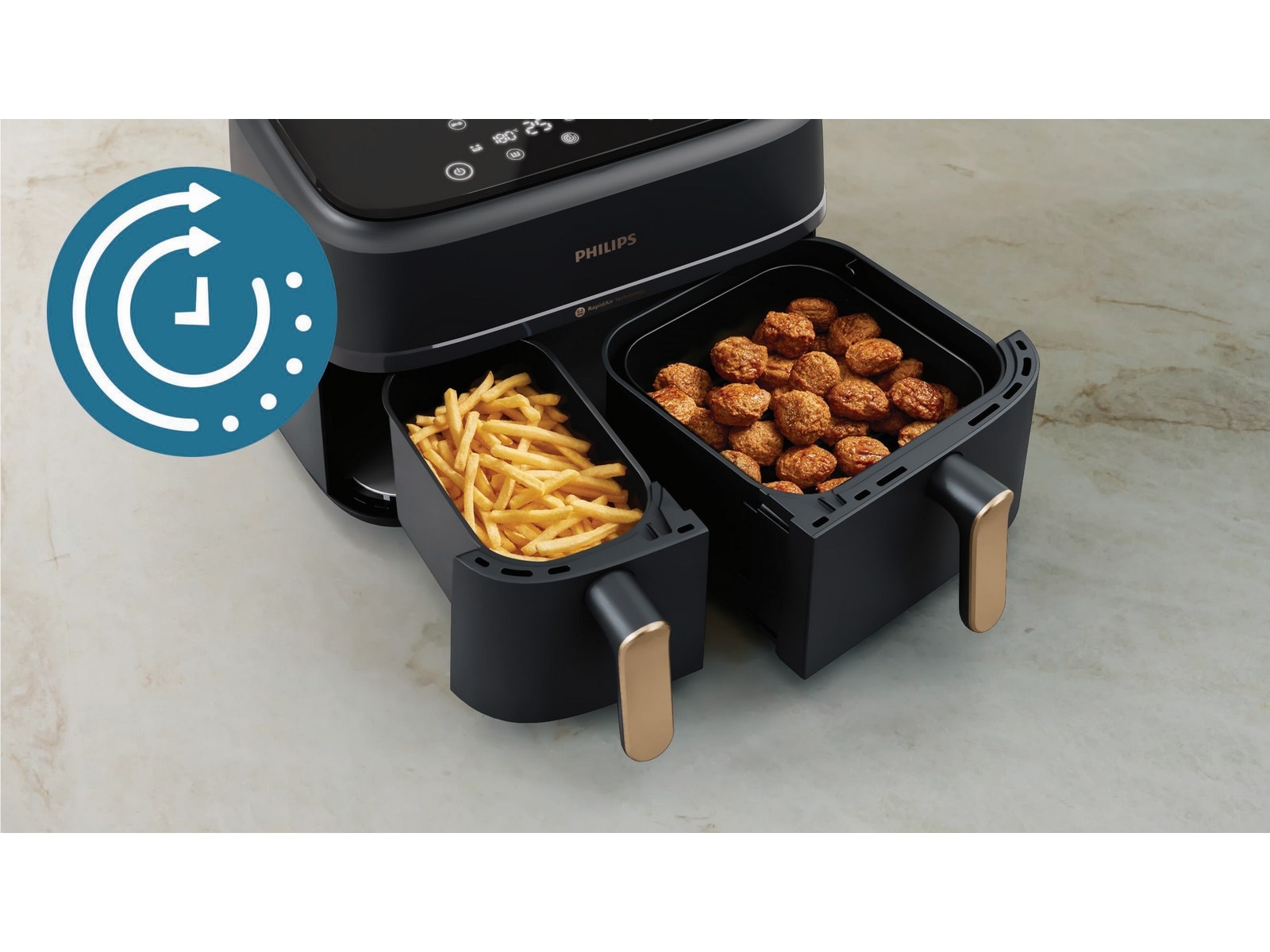 Philips Dual Basket Airfryer 9L NA352/00 (grå/kobber) - Airfryer ...