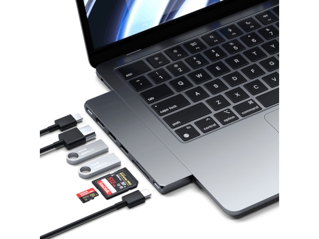 Satechi MacBook Air M2 Slim Pro Docking (space gray) Dockingstation og USB-hub