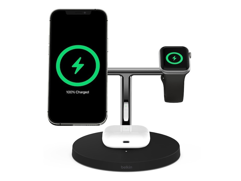 Belkin Boost Charge Pro 3-i-1 15W Trådløs ladestation (sort) Trådløs oplader