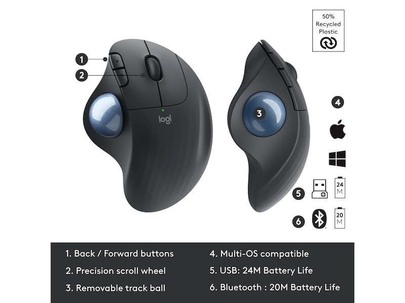 Logitech ERGO M575 trådløs mus graphite Mus