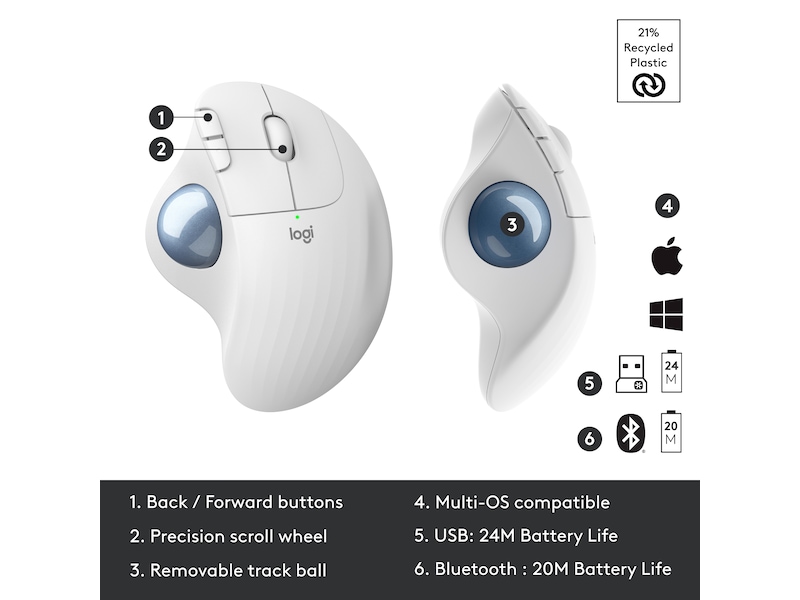 Logitech ERGO M575 trådløs mus offwhite Mus