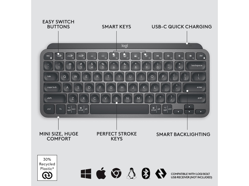 Logitech MX Keys Mini - GRAPHITE Keyboards