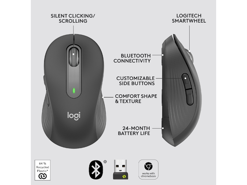 Logitech Signature M650 Wireless Mouse - GRAPHITE Mus