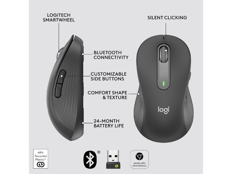 Logitech Signature M650 Large trådløs mus (grafitgrå) Mus