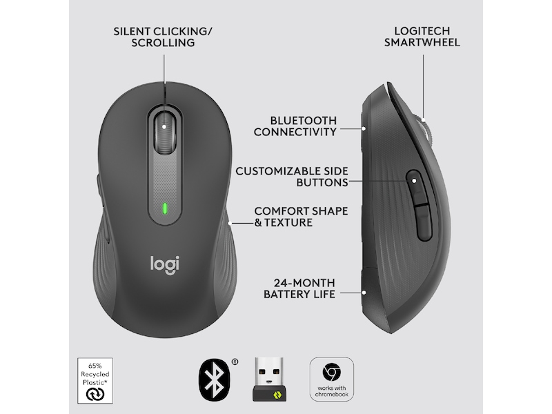 Logitech Signature M650 Large  trådløs mus grafitgrå Mus