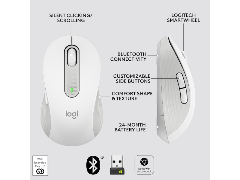 Logitech Signature M650 Medium  trådløs mus Offwhite Mus