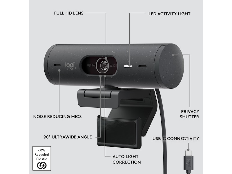 Logitech Brio 500 webcam (graphite) Webkameraer