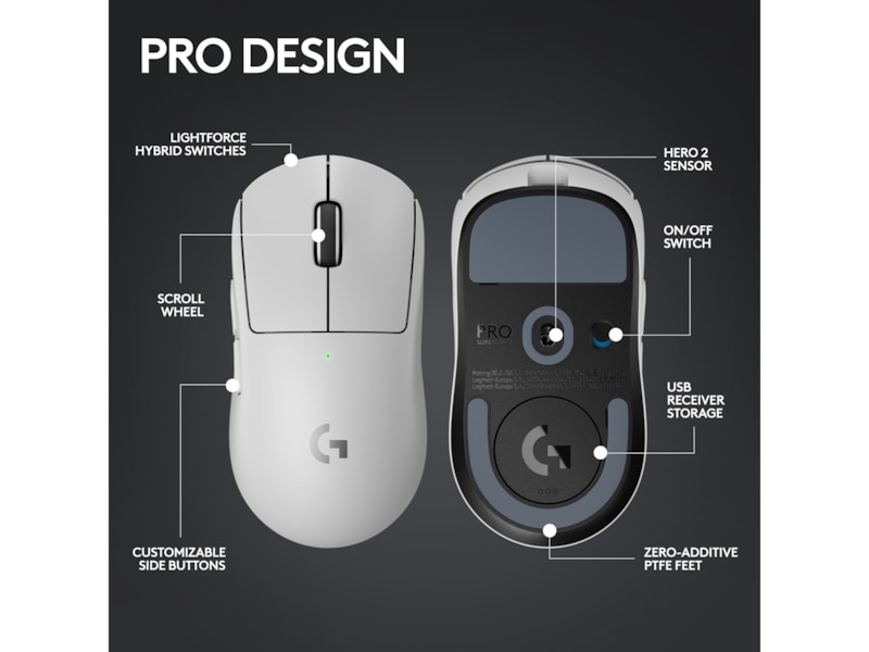 Logitech G Pro X Superlight 2 Lightspeed Trådløs Gamingmus (hvid) Gamingmus