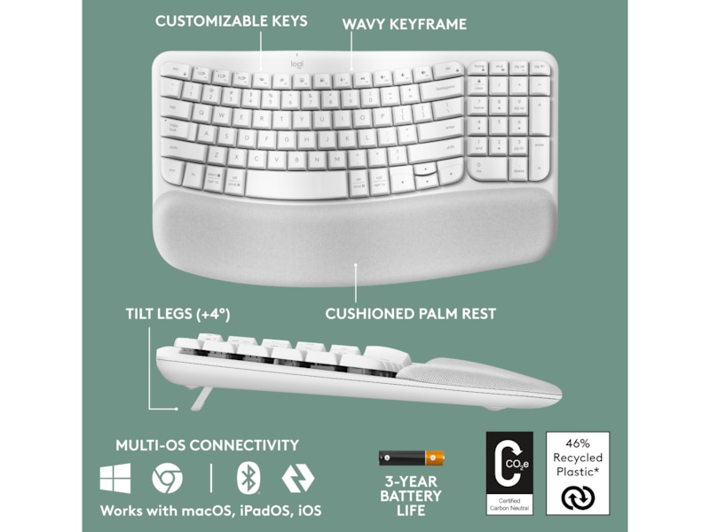 Logitech Wave Keys trådløst tastatur (off-white) Keyboards