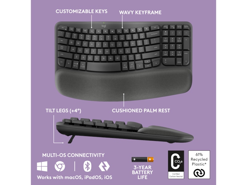 Logitech Wave Keys for Business trådløst tastatur (grafit) Keyboards