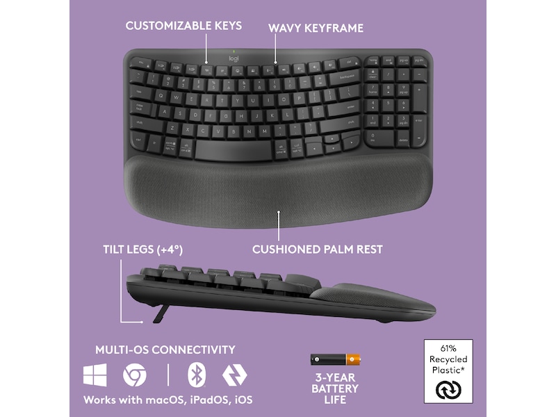 Logitech Wave Keys trådløst tastatur (grafit) Keyboards