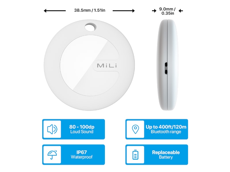 MiLi MiCollar Halsbånd til hunde, med sporingschip (sort) Bluetooth tracker & GPS