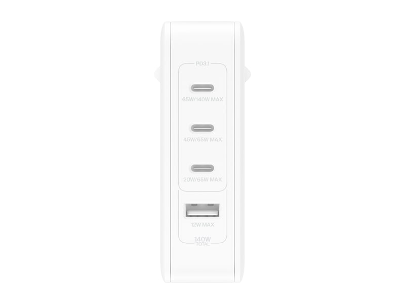 Belkin 4-port GaN 140W vægoplader (hvid) Mobilopladere