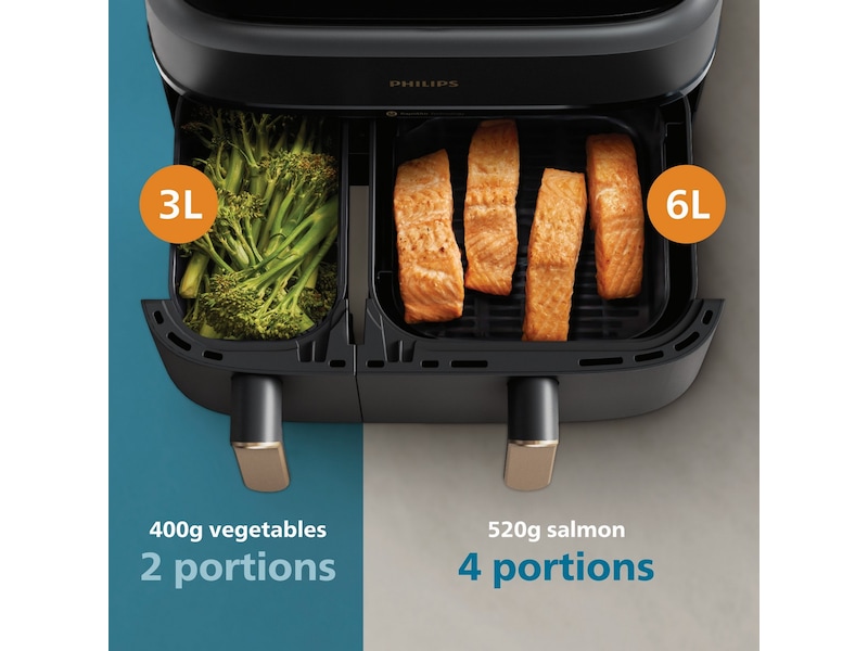 Philips Dual Basket Airfryer 9L NA352/00 (grå/kobber) Airfryer