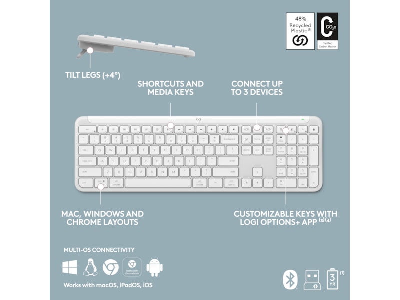 Logitech Signature Slim Combo MK950 (off-white) Mus & keyboards -kombinasjonspakker