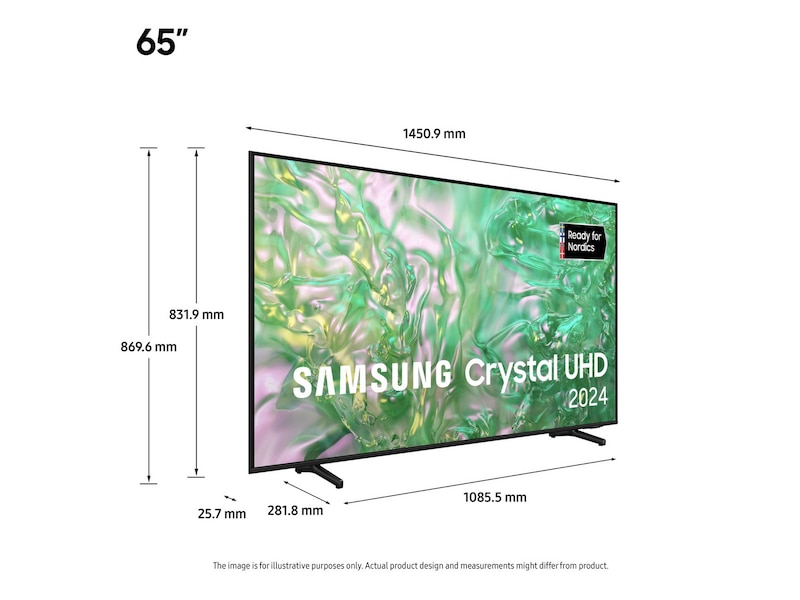 Samsung 65" DU8005 4K Crystal UHD Smart TV TU65DU8005K 60 - 69 tommer TV