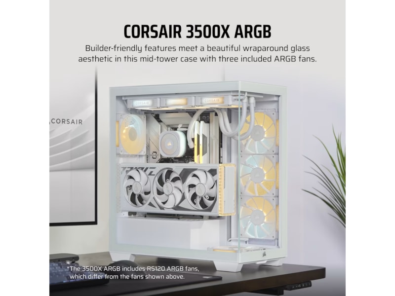 Corsair 3500X ARGB Tempered Glass Mid Tower (hvidt) Midi Tower