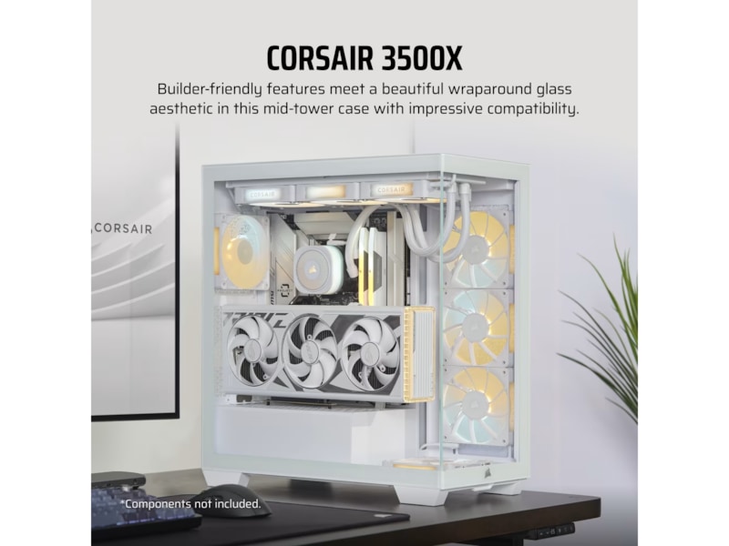 Corsair 3500X Tempered Glass Mid-Tower (hvidt) Midi Tower