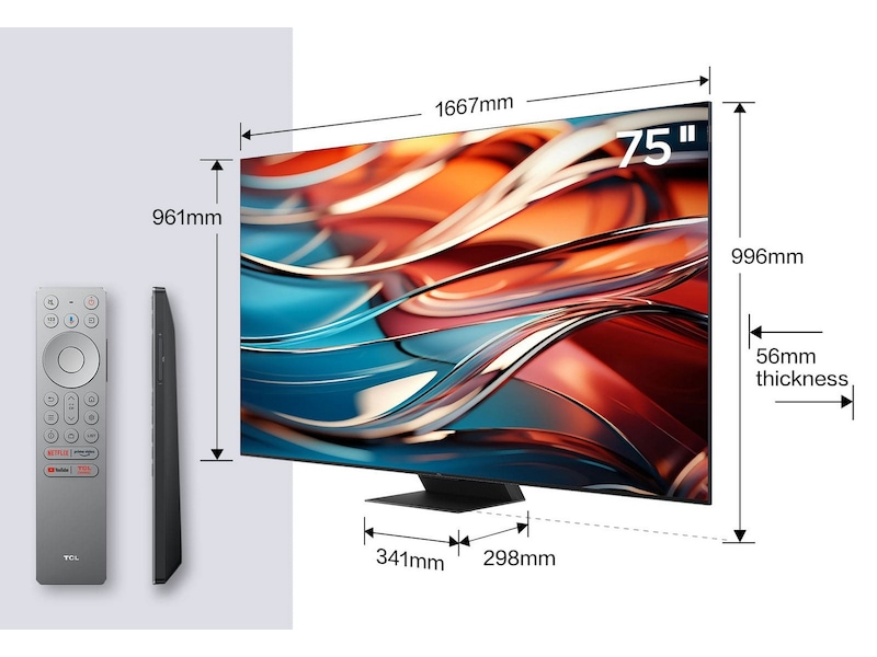 TCL 75" 75C855 QLED Pro 4K Google TV 144Hz 70 - 79 tommer TV