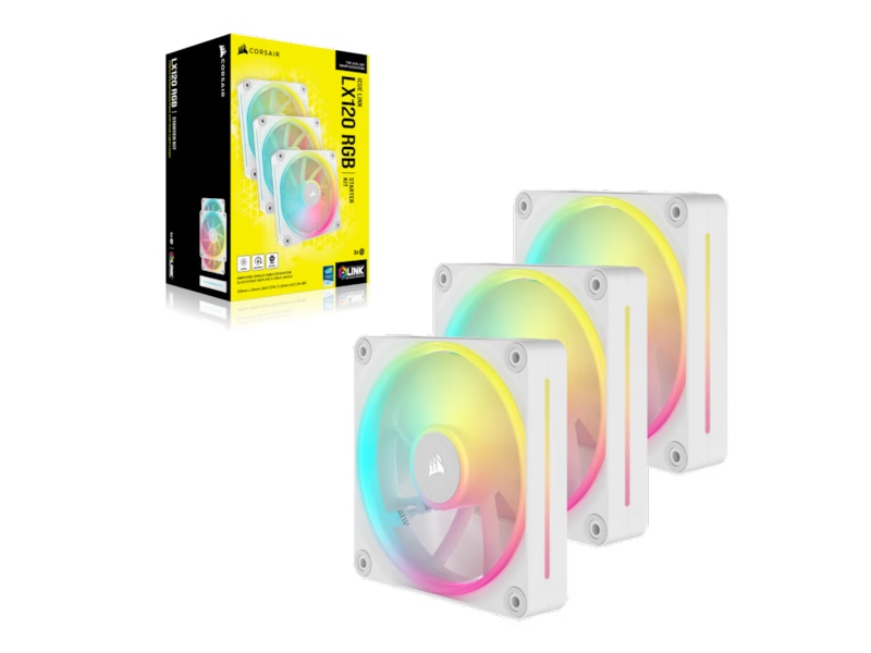 Corsair iCue Link LX120 RGB Ventilator 3pk (hvidt) Blæsere