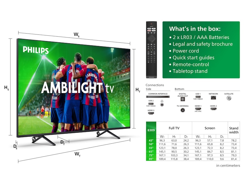 Philips 50" 4K UHD Smart TV Ambilight 50PUS8309 50 - 59 tommer TV