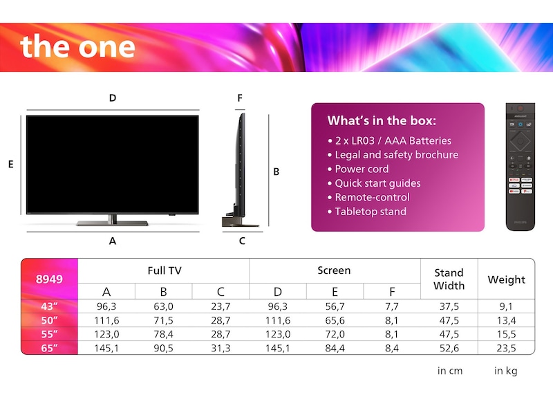 Philips 55" "The One" 4K UHD Smart TV Ambilight 55PUS8949 TV