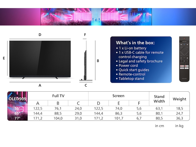 Philips 77" 4K UHD OLED+ Smart TV Ambilight 77OLED909 TV