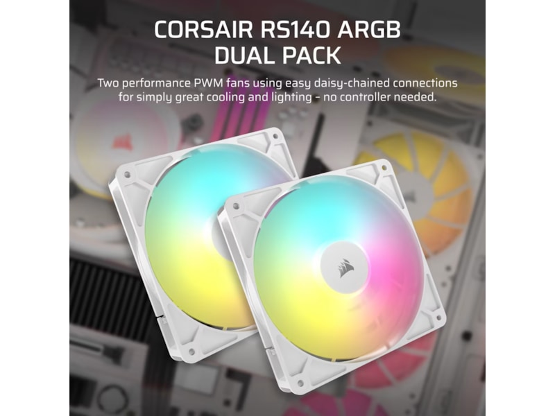 Corsair RS140 ARGB Ventilator 2pk (hvidt) Blæsere