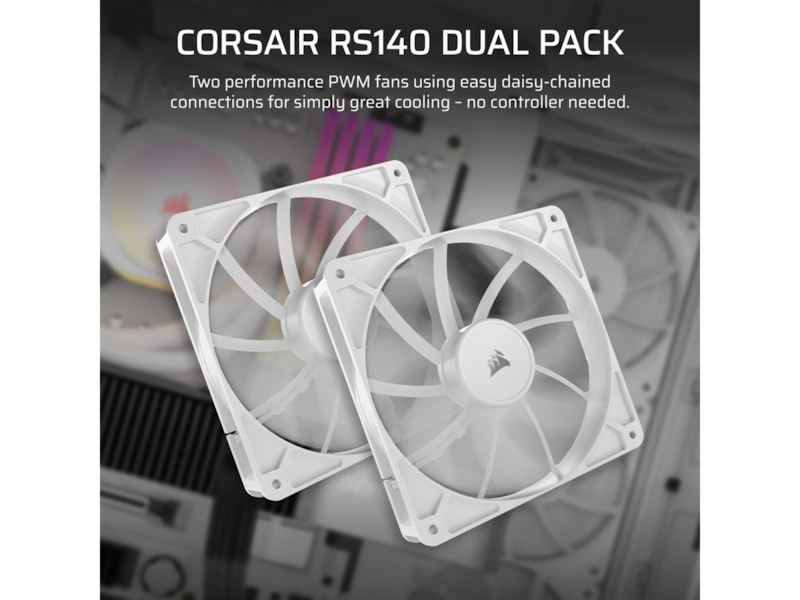 Corsair RS140 Ventilator 2pk (hvidt) Blæsere