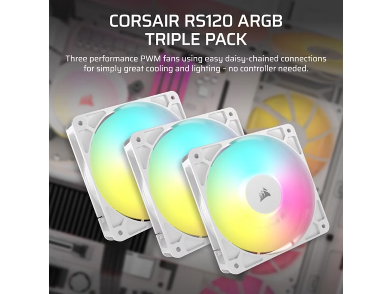 Corsair RS120 ARGB Ventilator 3pk (hvidt) Blæsere