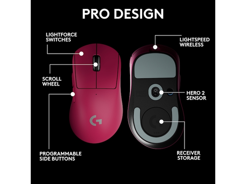 Logitech G Pro X Superlight 2 DEX trådløs gamingmus (lyserød) Gamingmus