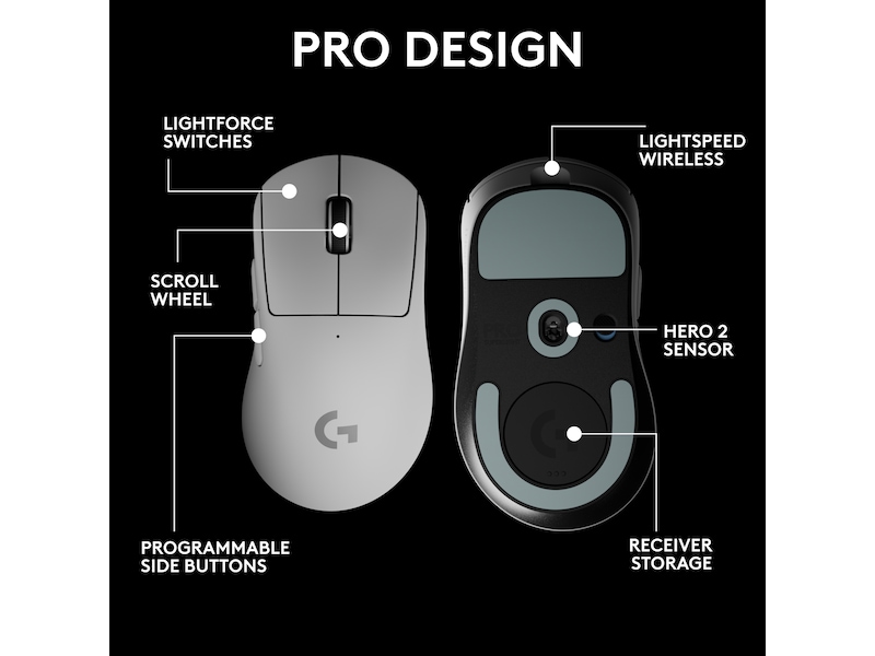 Logitech G Pro X Superlight 2 DEX trådløs gamingmus (hvid) Gamingmus