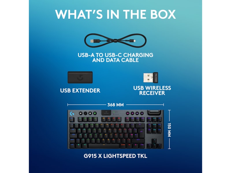 Logitech G915 X Lightspeed TKL Trådløst Gamingtastatur (sort) Gamingkeyboard