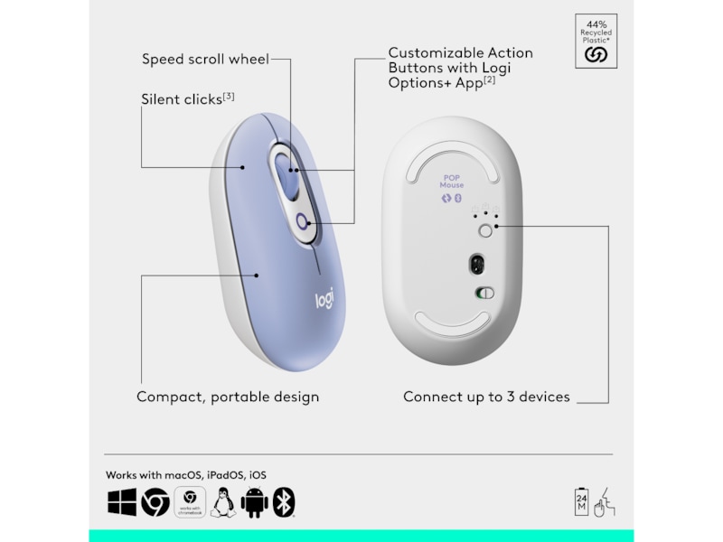 Logitech POP Icon trådløs mus (lilac) Mus