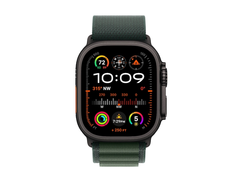 Apple Watch 49mm Natural Titanium Alpine Loop (dark green) Rem