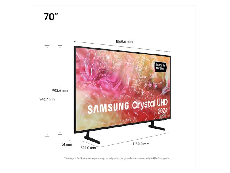 Samsung 70" DU7105 Crystal UHD 4K Smart TV 70 - 79 tommer TV