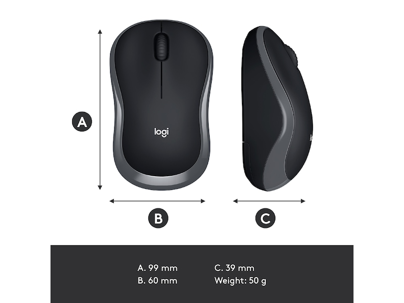 Logitech M185 Trådløs Mus Swift Grey Mus