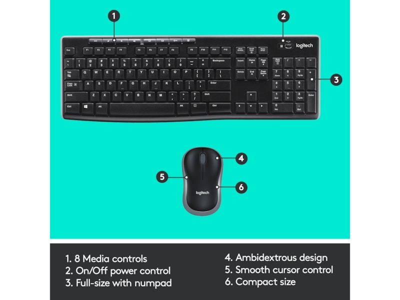 Logitech MK270 Combo Trådløs Mus & keyboards -kombinasjonspakker