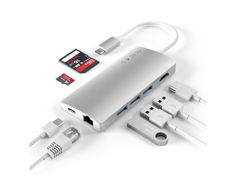 Satechi MultiPort 4K Docking V2 (sølv) Dockingstation og USB-hub