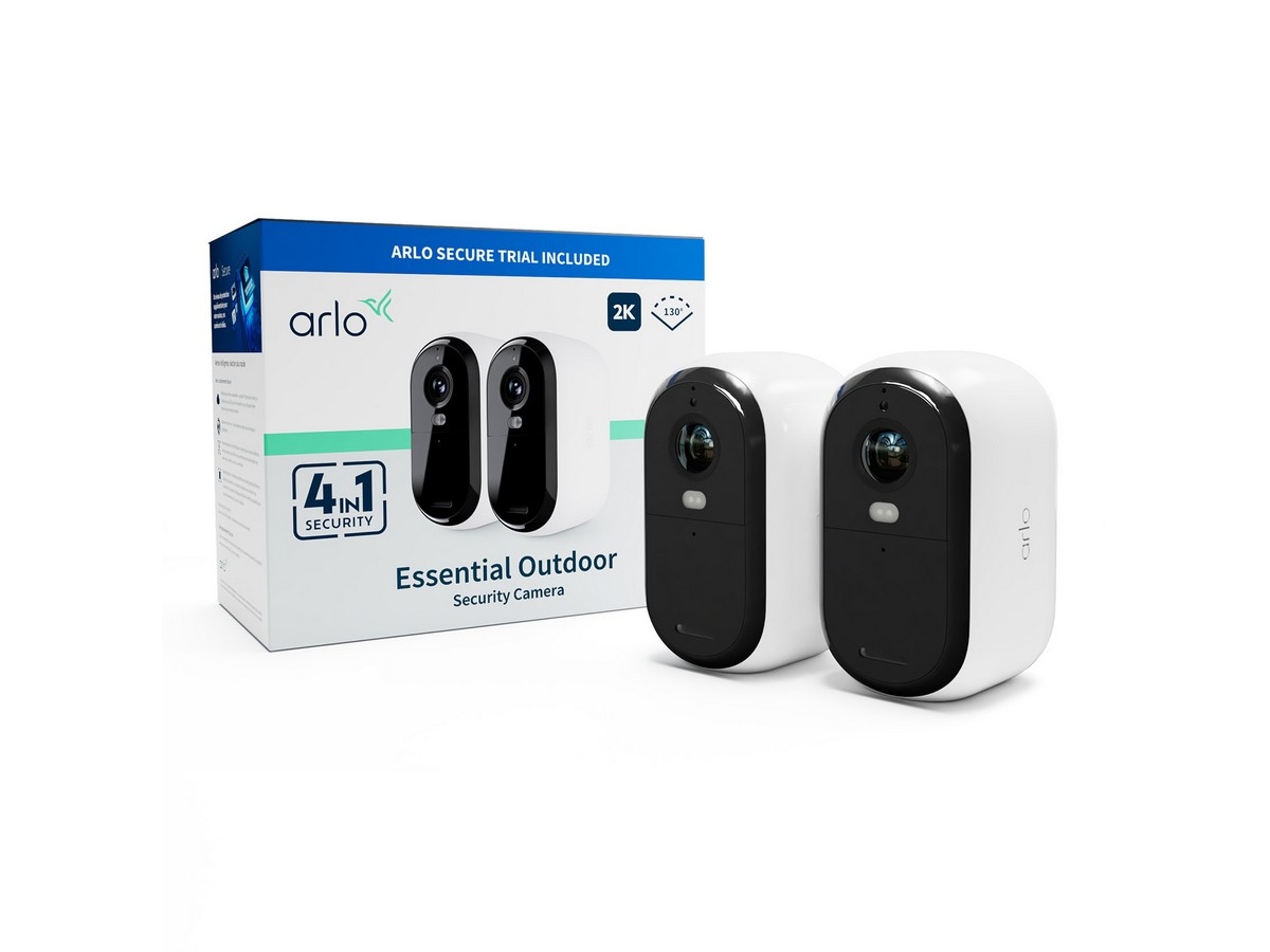 Arlo Essential 2 2K Outdoor overvåkningskamera (hvit) 2pk Overvågningskameraer