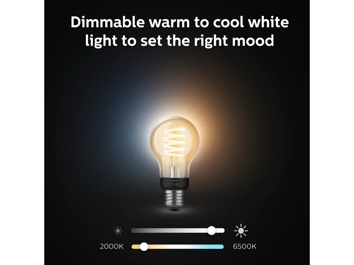 Philips Hue White ambiance Filament E27 pære, A60 3pk LED-pærer & elpærer