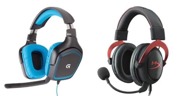 MED LYD: Til venstre er Logitech-headsettet og til højre er headsettet fra HyperX.