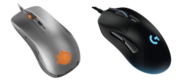 et kan måske virke ubetydeligt for de udenforstående, men en rigtig mus har meget at sige for spiloplevelsen. Her er Steelseries Rival 300 til venstre og Logitech G430 Prodigy til højre.